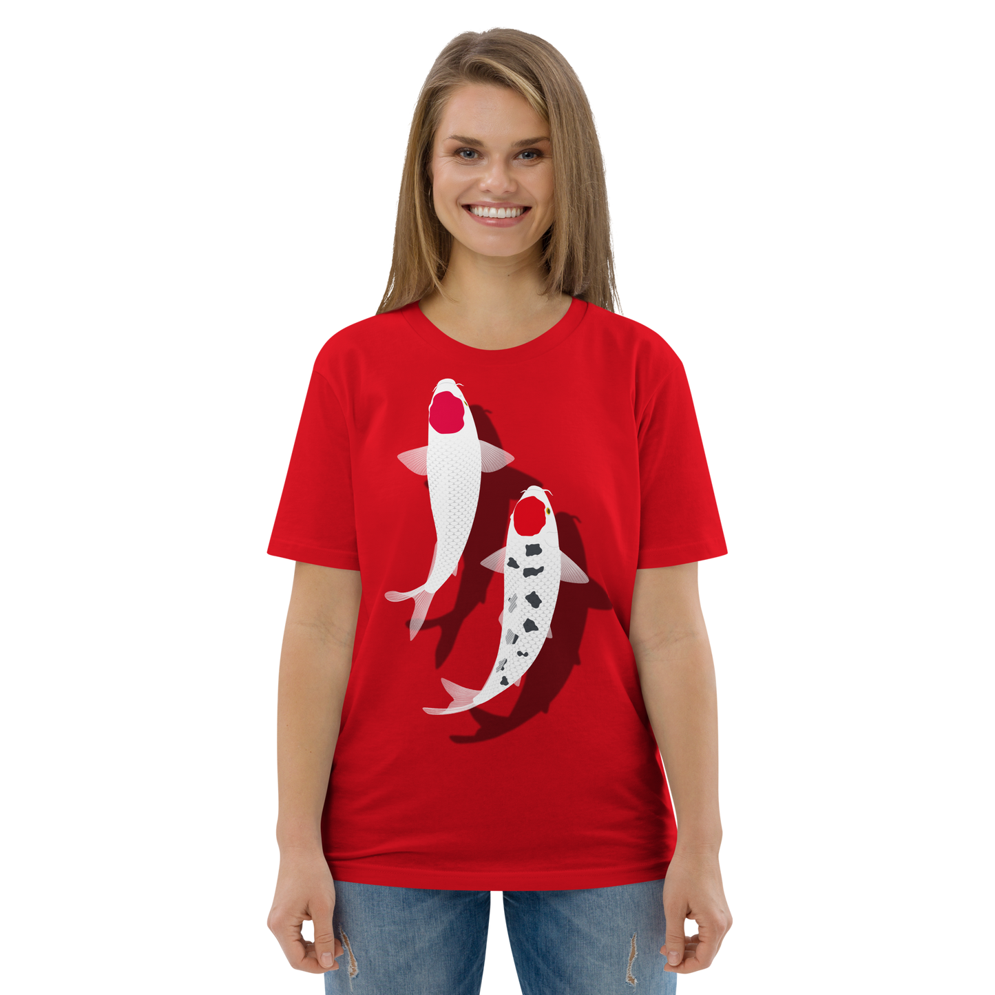 [Koi] Camiseta Tancho Vermelho e Branco (Unissex)