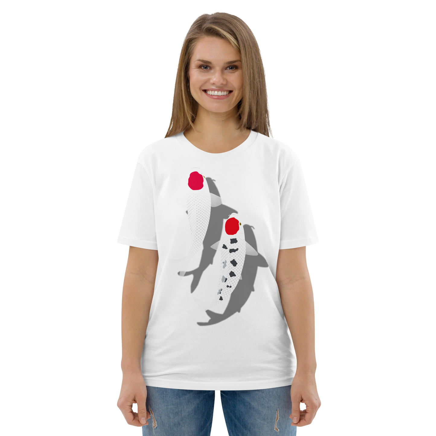 [Koi] Camiseta Tancho Vermelho e Branco (Unissex)